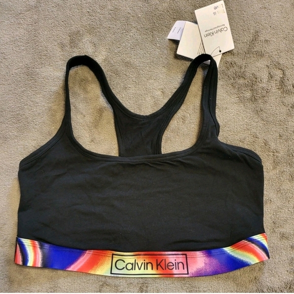 Calvin Klein Cotton Unlined Modern Bralette Black Rainbow Plus Sz 1X NWT - Picture 5 of 10